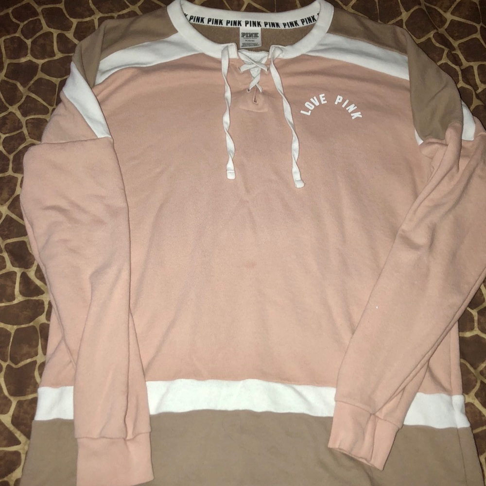 Vs Pink lace up pullover sweatshirt